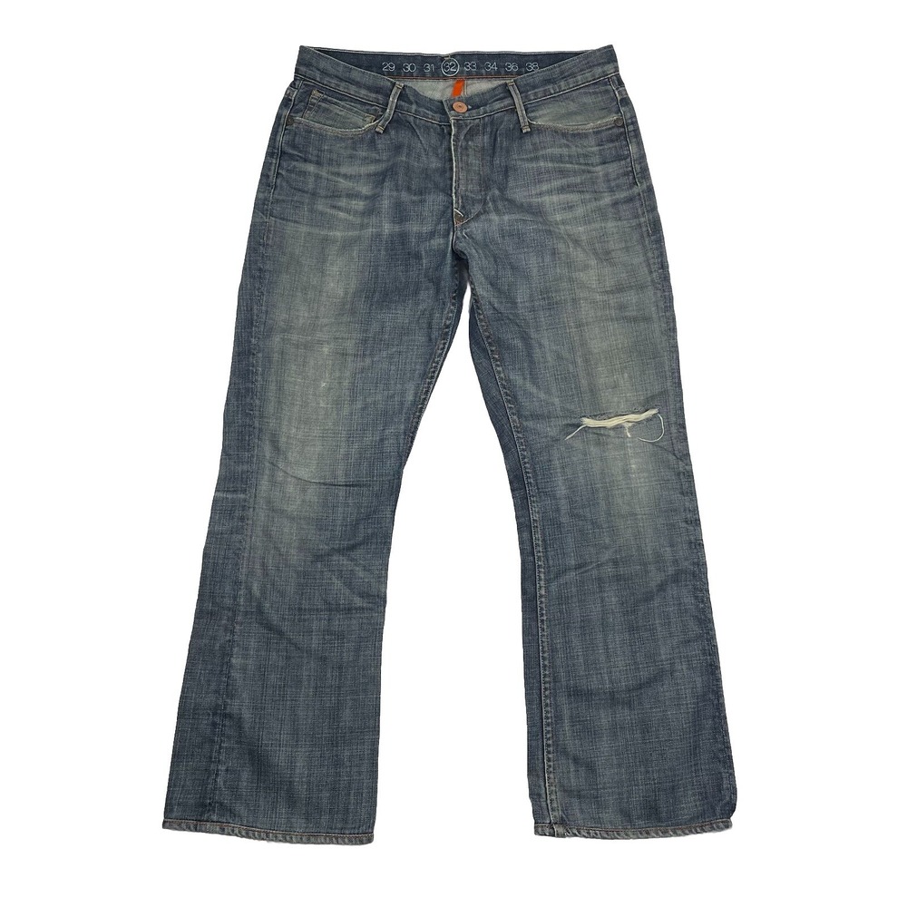 Earnest Sewn Jeans Mens‎ 32x27 Fulton Dark Wash Blue Denim Button Fly USA Made